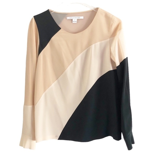 Diane Von Furstenberg Seraphina Silk Colorblock Blouse Size 4 - Picture 3 of 10
